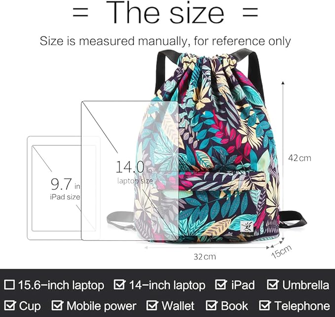 Waterproof Drawstring Bag, Gym Bag Sackpack Sports Beach Backpack for Men Women