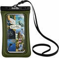 Salt Life Floating Waterproof Phone Case– IPX8 100% Waterproof Phone Case that Floats in Water, Universal Phone Dry Bag with Touchscreen Clear Window, Secure Seal Closure & Lanyard (Dark Green)