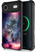 for iPhone 17 Air Case,for MagSafe Graphic Design for Girl Boy Soft Silicone Hard Acrylic Shock Protection Designed for iPhone 17 Air Star Two Wolfs Howling Pattern