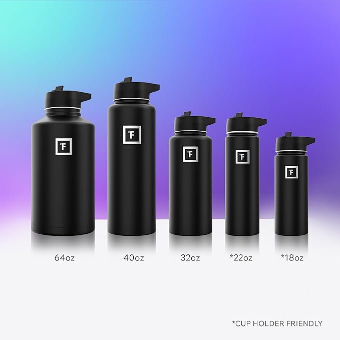 IRON °FLASK Camping & Hiking Hydration Flask with Straw, Wide Mouth Insulated Stainless Steel Sports Water Bottle - 32 oz Morning Mist