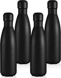 Volhoply 17oz Insulated Water Bottles MultiPack, BPA Free Water Bottle for Kids, Gym, Travel, Sports, Available in Packs of 1, 4, or 8（Black,4 Pack）