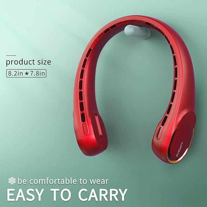 FrSara Neck Fan, Portable Fan Strong Wind, Upgraded 4000mAh, Upgraded Air Volume,360° Cooling, Quiet, No Hair Twisting, Even Air Volume On Both Sides, Non-Slip Material, Short Charging, Long Use Time