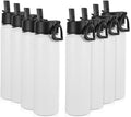 Volhoply 24oz Insulated Water Bottle with Straw Bulk 8 Pack,Not Suitable for Sublimation,Metal Wide Mouth Water Bottles with Handle Lid Keep Cold,Reusable Double Wall Cups(White,8 Count)