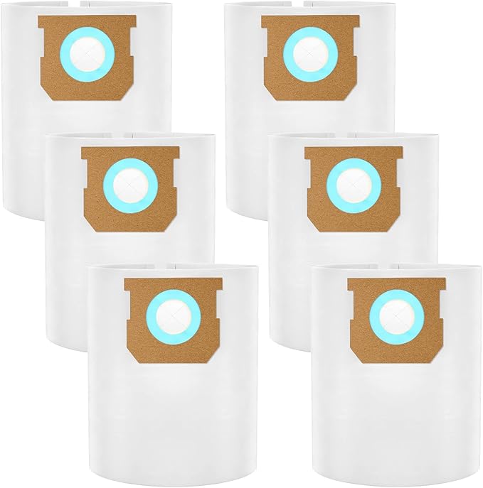 6-Pack 15-22 Gallon Bags replace for Shopvac, Type G 90663 9066300; Type J 90673 9067300 and VF2008.Disposable Wet Dry Vacuum Collection Bags, white