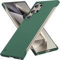 GRECAZO Slim Borderless for Samsung Galaxy S24 Ultra Phone Case 6.8"(2024) Ultra-Thin Lightweight Frameless Matte Hard PC Cover Case with Pull Ring Minimalist Non Slip Rope-Dark Green