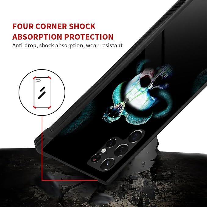 for Samsung Galaxy S23 Ultra Case, Skeleton Winding Snake Pattern Graphic Design Girl Boy Soft Silicone Hard Acrylic Shock Protection for Samsung Galaxy S23 Ultra