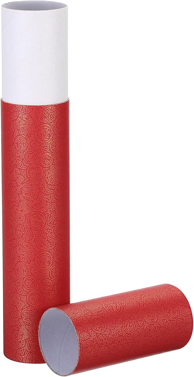PATIKIL 2 Inch x 13 Inch Poster Tube, 1Pcs Photo Storage Tube Portable Shipping Mailing Tubes Calligraphy Painting Tubes Round Carrying Case for Storing Paper Art Map Documents, Red