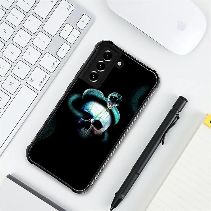 for Samsung Galaxy S21 Case, Skeleton Winding Snake Pattern Graphic Design Girl Boy Soft Silicone Hard Acrylic Shock Protection for Samsung Galaxy S21