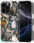 MOSNOVO Case for iPhone 16 Pro, [Buffertech 6.6ft Military-Grade Drop Protection] [Anti Peel Off Tech] Clear TPU Bumper Phone Case Cover Design - Space Cat