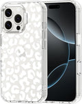 MOSNOVO Case for iPhone 16 Pro, [Buffertech 6.6ft Military-Grade Drop Protection] [Anti Peel Off Tech] Clear TPU Bumper Phone Case Cover Design - White Leopard Print