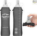 Flexible Running Bottles - Two Pack: 500ml/17oz, Foldable, BPA/PVC Free Soft Flask for Hydration Vests and Running Packs, Collapsible Leak-proof Pocket Bottle for Jogging, Hiking, Cycling, Climbing