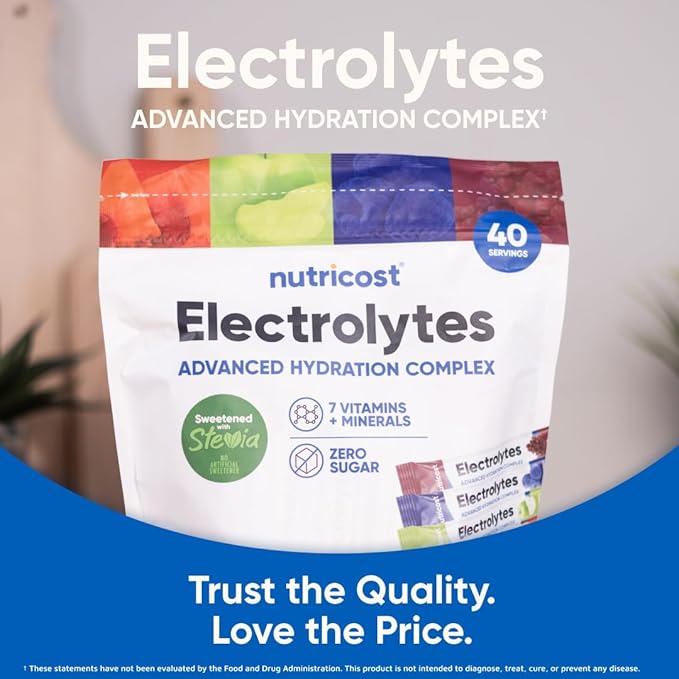 Nutricost Electrolytes Complex, Variety Pack Flavored, 40 Stickpacks - Advanced Hydration Complex