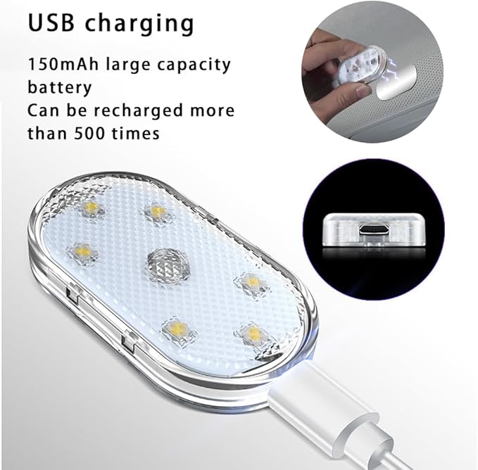 Mini LED Closet Light Wireless Touch Light USB Rechargeable Multi Color Cabinet Lighting for Bedroom Wardrobe Counter Kitchen (4Pcs/Pack) (Blue)