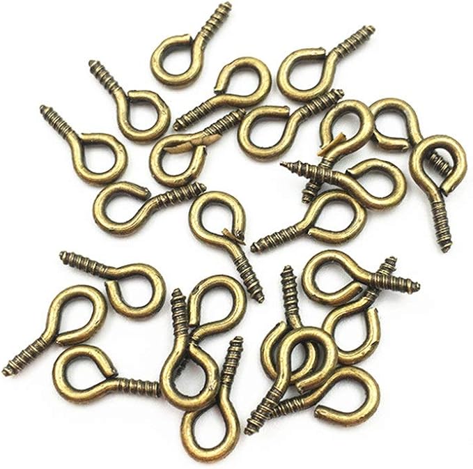Ailifly Pack of 200,Multipurpose Alloy Eye Bolts Hook Screw Eye Nails Pin Bail for DIY Jewelry Making Accessaries (Bronze, 5x10mm(M))