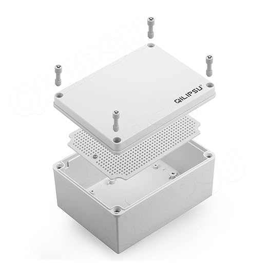 QILIPSU Junction Box with Mounting Plate 200x150x100mm, ABS Plastic DIY Electrical Project Case IP67 Waterproof Dustproof Enclosure Grey (7.9"x5.9"x3.9")