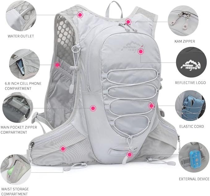 IX INOXTO Running Hydration Vest for Men Women Water Backpack for Running 3L Running Hydration Pack for Trail Running Marathon Race Hiking