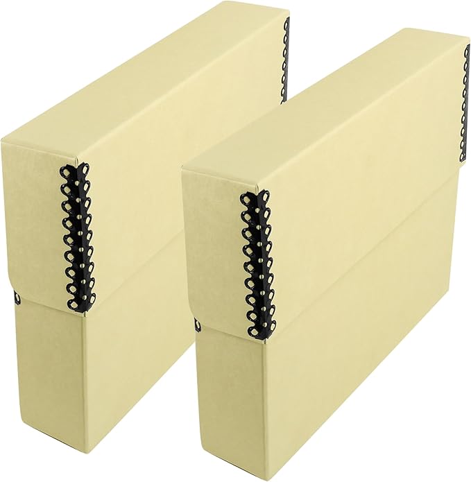 Lineco Archival Document Storage Box with Metal Edge, Acid-Free Tan Boxboard, Organize and Store Files, Prints, Photos, Letter-Sized Case 12.5" x 10.5" x 2.5" Wide, Pack of 2