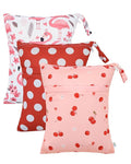 babygoal Wet Dry Bags 3 Pack, Waterproof Travel Bags for Swimsuits, Beach, Pool, Gym,Food Storage and Wet Clothes(Cherry,Flamingo,Polka Dot),3LN42-B