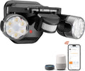 OREiN Motion Sensor Outdoor Lights, AC Smart WiFi Flood Lights Outdoor Connect to The Third Platform, 450°Wide Adjustment 1600LM/12W(150W Equiv), 5000K LED Security Light for House,Black (Hardwired)