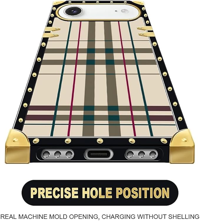 for iPhone 17 Air Case Luxury Golden Decoration for Girl Women Soft TPU Shockproof Protective Hard PC Back for iPhone 17 Air Crazy Pattern Black Red Beige Stripes