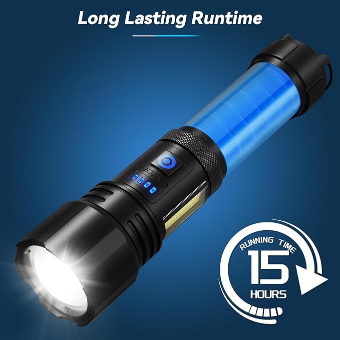 Flashlight Rechargeable Flashlights High Lumens, 99,000 LM Bright LED Flashlight Powered Flash Light, USB Rechargeable Flashlights & Waterproof Handheld Flash lights for Home Camping Hiking(2 Pack)