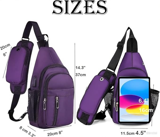 JENAGREEN Sling Backpack Crossbody Sling Bag, Cross Bag Adjustable Travel Hiking Essentials Casual Daypack Multipurpose Chest Bag Purse for Women Men