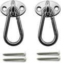 heyous 2 Set M6 Suspension Ceiling Wall Mount U Hook Anchor Hanger Stainless Steel Heavy Duty Multi Purpose Hammock Swing Ceiling Hook Olivary Base Plate with Snap Hook
