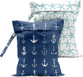 2 Pcs Wet Bag, Wet Dry Bag, Wet Bag for Swimsuit, Travel, Beach, Pool, Stroller, Diapers, Dirty Yoga Gym Clothes, Toiletries, Makeup Bag, Beach Bag Ocean Starfish Anchor Décor Birthday Gift for Women.
