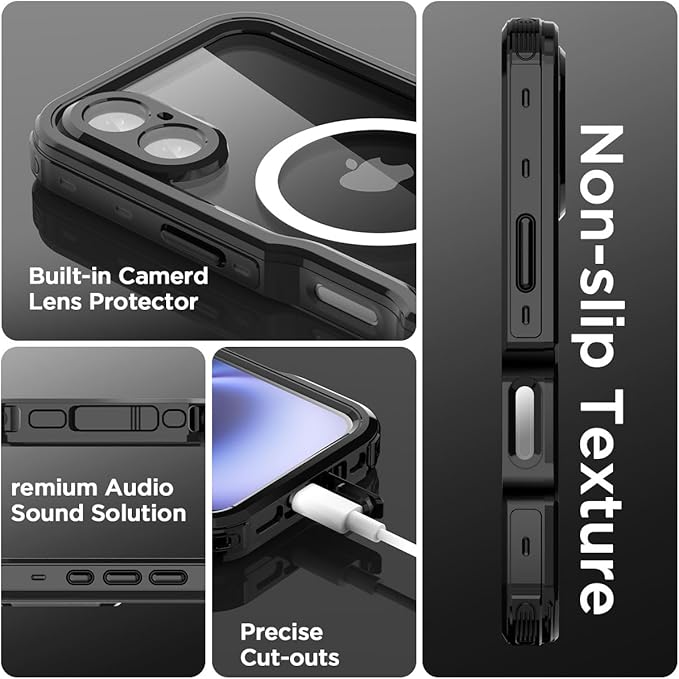 AICase Waterproof Case for iPhone 16 Plus(6.7") with MagSafe Snowproof,Dustproof and Shockproof,IP68 Certified Real 360 Full Body Protection Fully Sealed Underwater Cover for iPhone 16Plus