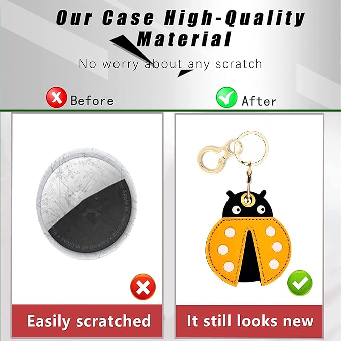 Leather Keychain Holder Case Compatible with AirTag,Cute air tag Cover with Keychain Ring,GPS Tracker Case for Keys