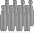 Volhoply 17oz Stainless Steel Water Bottles Bulk, Leakproof Insulated Metal Water Bottle for Sports, Travel, Adult, Available in Packs of 1, 4, or 8（Gray,8 Pack）