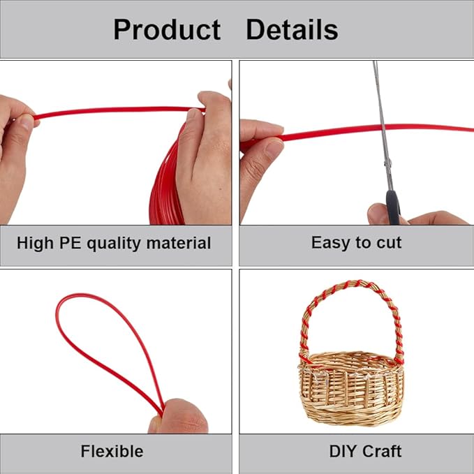GORGECRAFT 30m*5mm Rattan Weaving Wicker Outdoor Red Synthetic Rattan Roll Wicker Repair Kit Flat Cord Webbing Basket Weave Patio Chair Sofas Repair Supplies for Lawn Furniture Garden