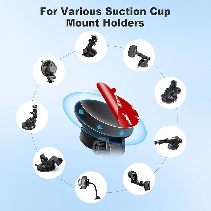 5pcs Sticky Adhesive Pads for Car Phone Mount, 70mm/ 2.76" Double-Sided Heavy Duty Sticker Gel Mounting Tapes Replacement Kit for Suction Cup Dashboard Cell Phone Holder Windshield Dash Cam GPS Base