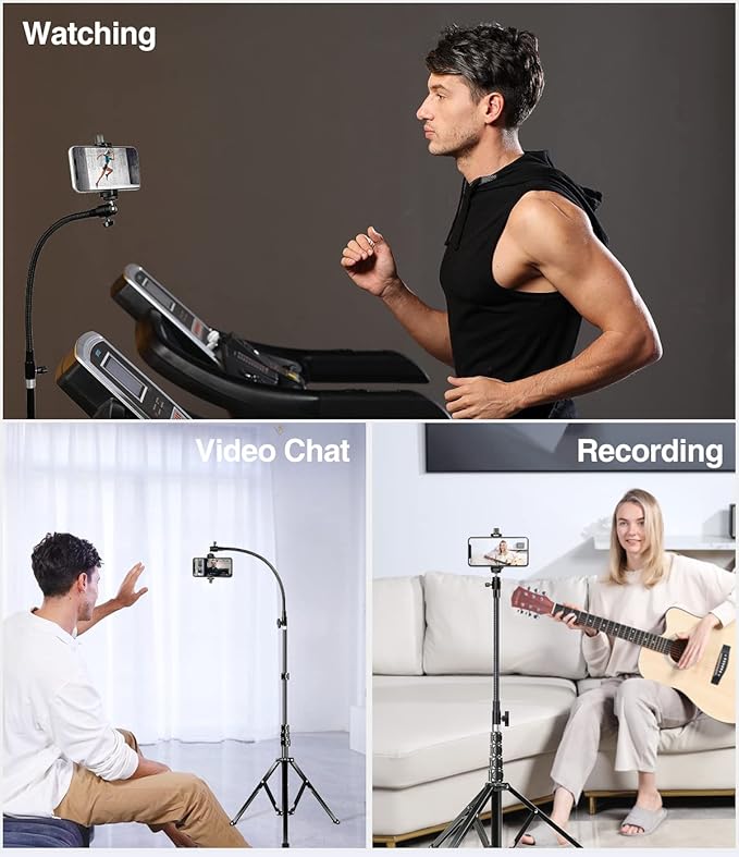 Elitehood 81" Tall Flexible Tripod Stand for iPhone with 17in Adjustable Gooseneck with Remote Compatible with iPhone 13 Pro Max / 13 Pro / 12 Pro Max, Android Phone