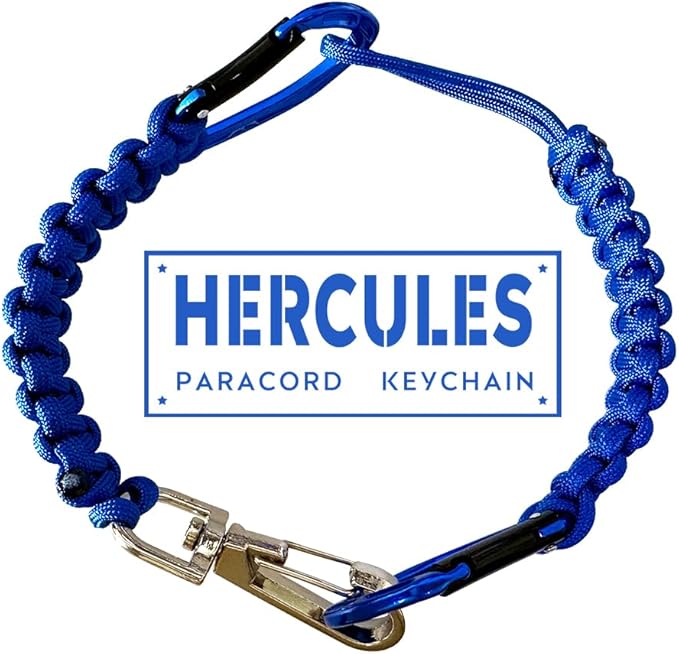 HERCULES Paracord Keychain Set – 2 Pack Lanyard Rope with Aluminum Clip, Durable Paracord Wrist Strap for Outdoor Activities, Royal Blue