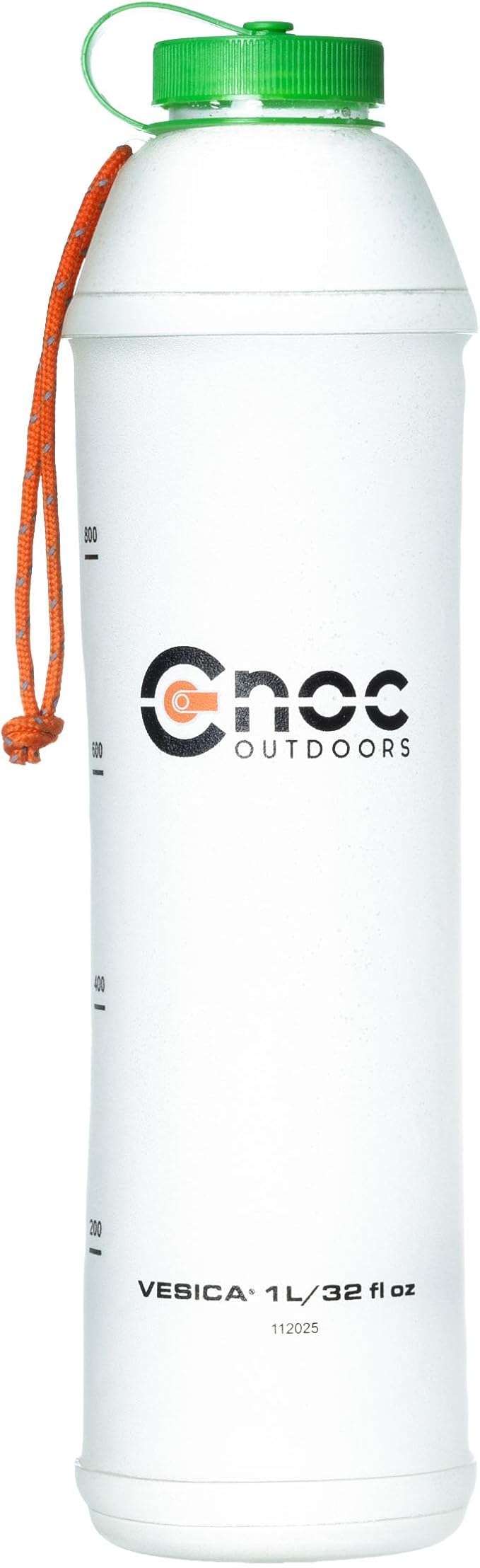 Cnoc Outdoors Vesica Collapsible Water Bottle 1 Liter Green, 42mm wide Mouth Thread, Packs Down Small when Empty, Perfect for Travel and Hiking