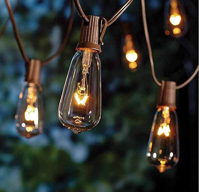 10Ft ST40 Outdoor String Lights with 11 Incandescent Bulbs, E17 Scoket Base, Waterproof Patio String Lights, Hanging Vintage Edison Lights Outdoor for Backyard Garden Porch Party Wedding Decor, Brown