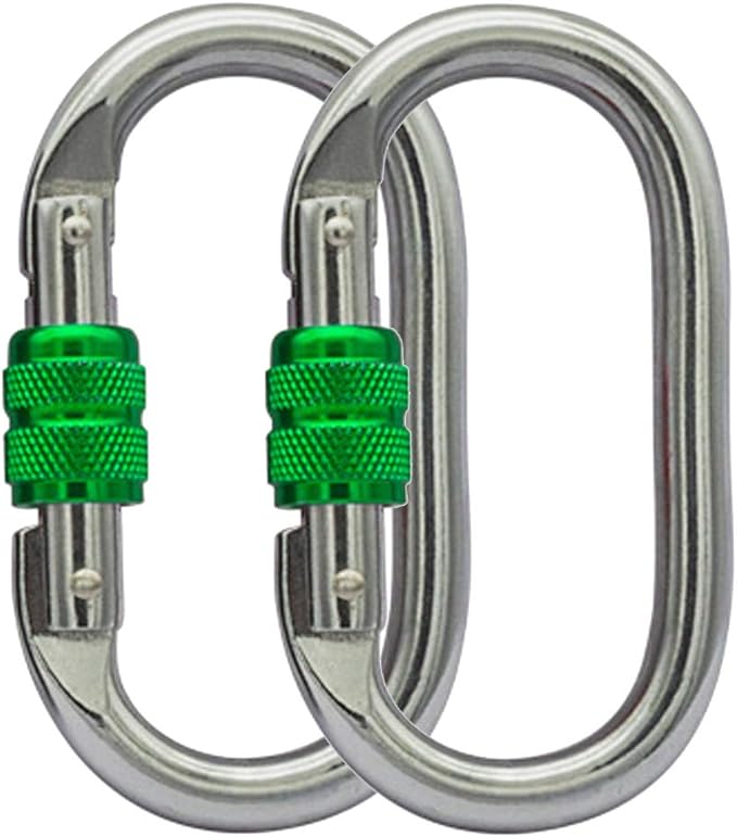 Heavy Duty Locking Climbing Carabiner Clip CE Rated 25 kN 5600 LB Rugged Terrain Approved Industrial Strength Twist Lock Carabiners Clips for Rigging, Ropes, Hammocks, Camping