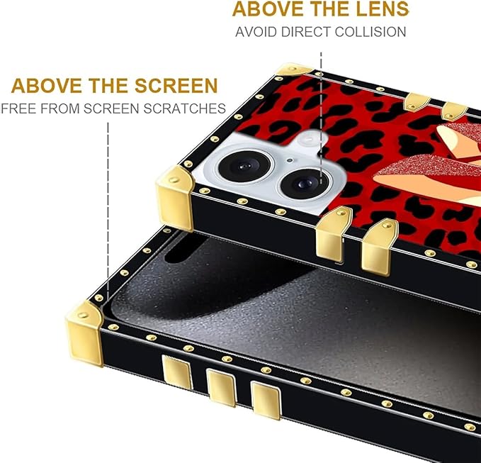Compatible with iPhone 16 Case, Elegant High Heels Luxury Golden Decoration for Girl Women Soft TPU Shockproof Protective Hard PC Back for iPhone 16