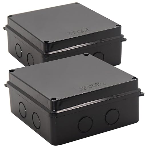 Project Box IP65 Waterproof Dustproof Junction Boxes ABS Plastic DIY Electronic Case, Indoor & Outdoor Electrical Box Power Cord Enclosure Black 150x150x70mm 2pcs