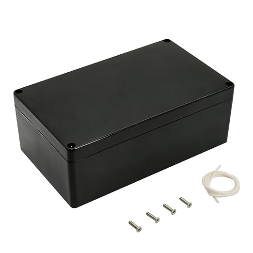 LeMotech ABS Plastic Electrical Project Case Power Junction Box, Project Box Black 7.87 x 4.72 x 2.95 inch (200 x 120 x 75 mm)