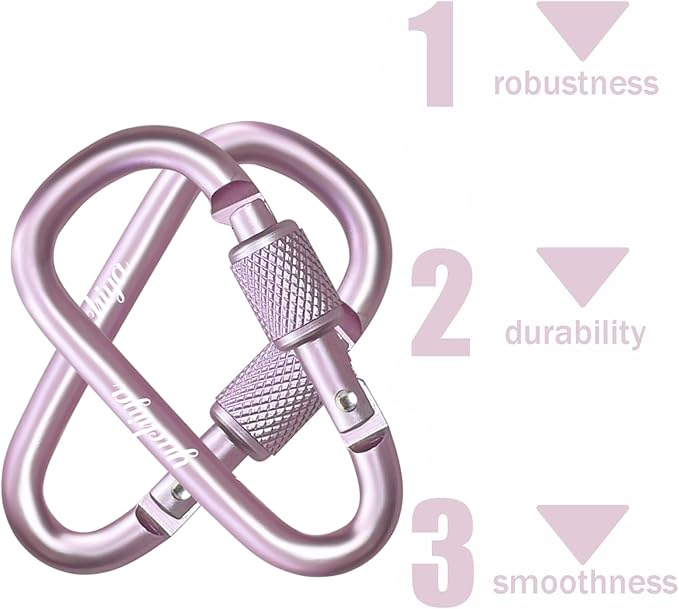 YUCHIYA 8 Pack D-Shape Carabiner Clasp with Screw Gate, 2.2 Inch Mini Keychain Clip Key Chain Buckle, Aluminum Alloy Keyrings Hook for Outdoor Hiking not for Climbing