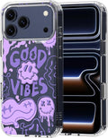 MOSNOVO for iPhone 17 Pro Max Case | Military Grade 6.6ft Drop Tested | Camera Control | Clear with Good Vibes Design