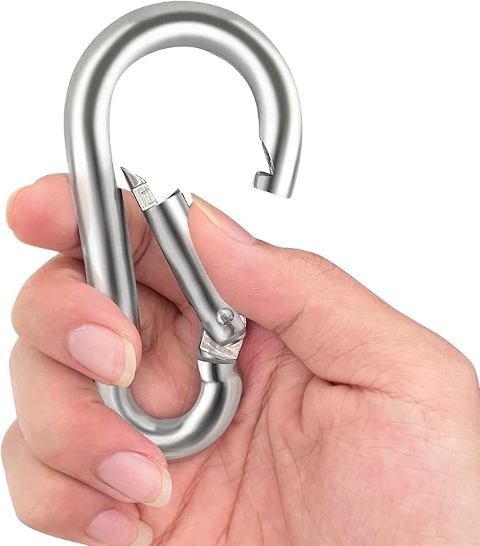 Locking Carabiner Clips, Stainless Steel Spring Snap Hook Locking Carabiner Heavy Duty - 304 Premium Stainless Steel Thumb Screw Carabiner Clip