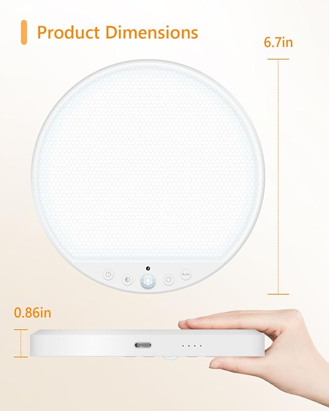 Rechargeable 8W Motion Sensor Ceiling Light Indoor, No Wiring & Magnetic Stick-On, Remote Control for Color & Brightness, Battery Operated Light for Shower, Closet, Bathroom, Pantry, Hallway, 2-Pack