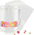 5.5"x7.8" 120pcs Mylar Bags for Food Storage,Smell Proof Bag with Matte Window Resealable Food Storage Bags for Small Business, Stand-up Foil Pouch Packaging Freeze Dried Candy Bag（White）