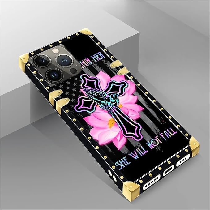 Compatible with iPhone 14 Pro Case, Praying Cross Hands Luxury Golden Decoration for Girl Women Soft TPU Shockproof Protective Hard PC Back for iPhone 14 Pro