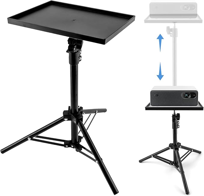 Projector Stand Tripod, 21'' to 44'' Height Adjustable Portable Laptop Tripod Stand, Multifunctional DJ Rack Stand Holder for Outdoor Office Home Stage Studio Holder(COLOR:Black)