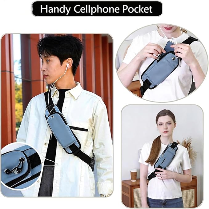 JENAGREEN Sling Backpack Crossbody Sling Bag for Women Men, Multipurpose Travel Hiking Adjustable Chest Bag Casual Daypack
