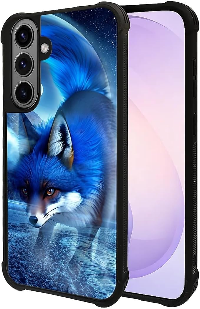 for Samsung Galaxy S26 Case,Graphic Design for Girl Boy Soft Silicone Hard Acrylic Shock Protection Designed for Samsung Galaxy S26 Snowy Mountain Fox Lake Pattern
